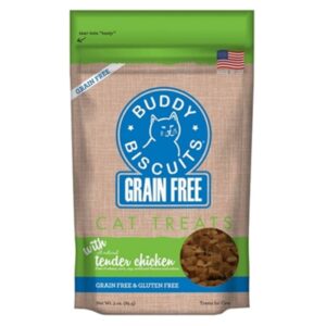 Buddy Biscuits Cat treats Grain-Free Galletas Sabor A Pollo Para Gatos 3oz