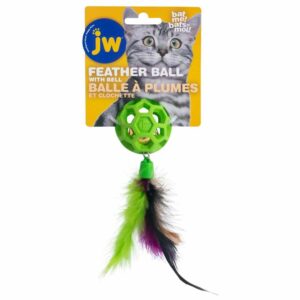 Jw Cataction Juguete Pelota Con Plumas Y Cascabel Para Gatos 2"