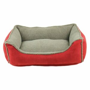 Carolina Pet Company Faux Suede & Tipped Berber Red Cama Rectangular Roja Para Perros 24''