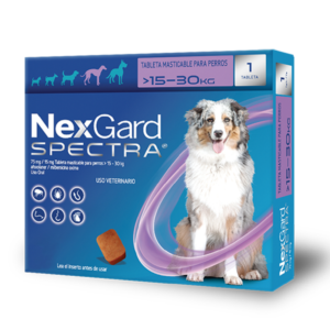 Nexgard Spectra L 15.1-30kg/33.2-66lb Antigarrapatas, Antipulgas Y Antiparasitario Interno.