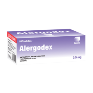 Alergodex 0.5mg Tabs Antialérgico Y Antiinflamatorio A Base De Dexametasona Para Perros Y Gatos 10 Tabs