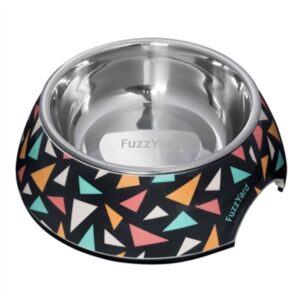 Fuzzyard Triangles Plato De Acero Inoxidable Para Perros 6.4oz