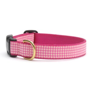 Up Country cuadros vichy rosa Collar Para Perros 9"