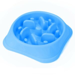 Masco Pets Slow Feeder Dog Bowl Plato Azul De Alimentacion Lenta Para Perros