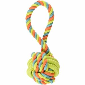 Chomper Rope with TPR Tug Juguete Cuerda Con Anillas Y Bola Anudada Para Perros 8"