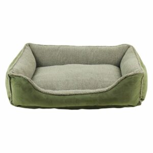 Carolina Pet Company Faux Suede & Tipped Berber Green Cama Rectangular Oliva Para Perros 24''
