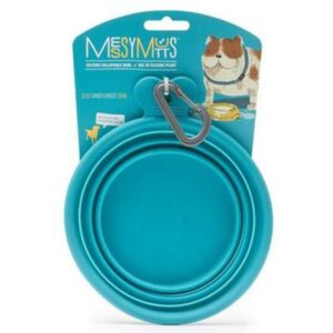 Messy Mutts Plato Portatil Plegable Azul Para Perros 24oz