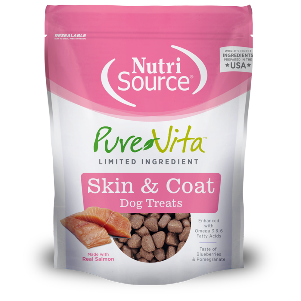 NutriSource PureVita Skin and Coat treats Golosinas De Salmon Para Perros Sensibles 6oz