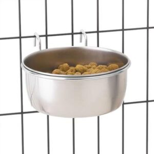 Proselect Hanging Pet Plato Y Bebedero De Acero Inoxidable Para Perros Y Aves 8oz