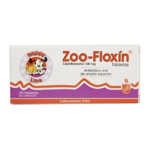 Zoo-floxin Tabletas Anatibiotico De Amplio Espectro A Base De Ciprofloxacina 20 Tabs