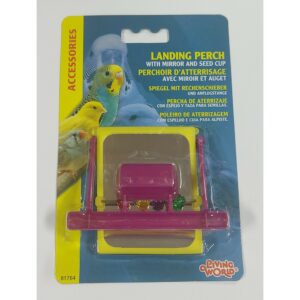 Living World Espejo Amarillo Con Posador Para Jaulas