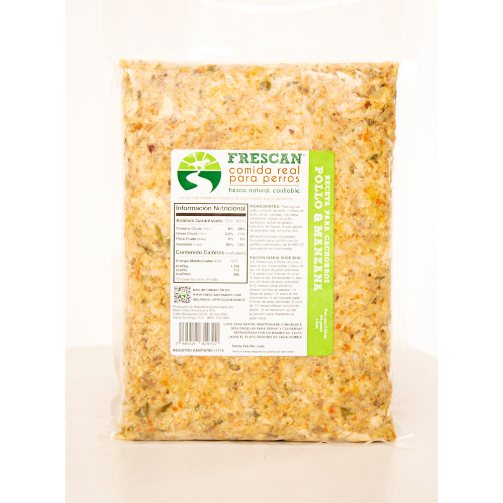 Frescan Pollo & Manzana Alimento Natural Sin Preservantes Para Cachorros 2lb