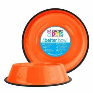 Platinum Pets Plato Naranja de Acero Inoxidable para Mascotas 6oz