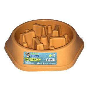 Masco Pets Slow Feeder Dog Bowl Plato Amarillo De Alimentación Lenta Para Perros 25cm