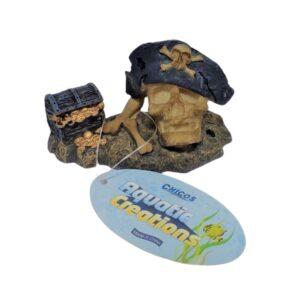 Chicos Aquatic Creations Cofre del tesoro y Craneo Pirata para Peceras 3"