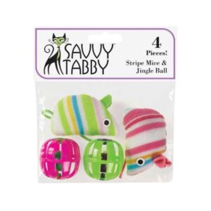 Savvy Tabby Juguete Ratones Rayados Para Gatos 2"