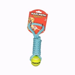 Mammoth Juguete Cuerda Anudada Azul con Pelota para Perros 11″