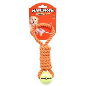 Mammoth Juguete Cuerda Anudada Naranja con Pelota para Perros 11″