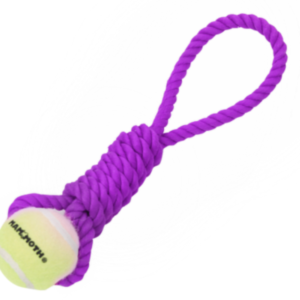 Mammoth Juguete Cuerda Anudada Morado con Pelota para Perros 11″