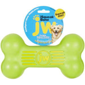 JW Pet iSqueak Bone Dog Toy Hueso de Goma Verde