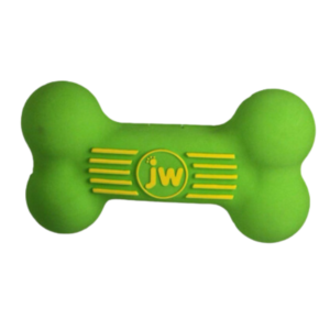 JW Pet iSqueak Hueso de Goma Verde para Perros 6"