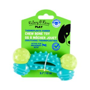 Riley & Rex Juguete de Goma Masticable Azul y Verde para Perro 5.1"