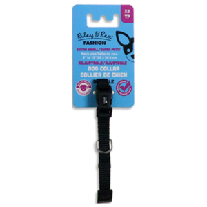 Riley & Rex Collar Nailon Negro para Perros 8" XS