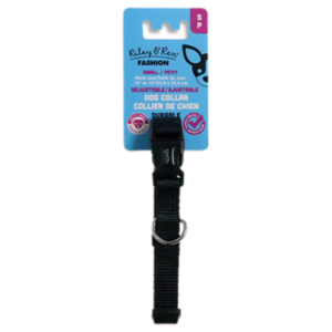 Riley & Rex Collar Nailon Negro para Perros 10" S