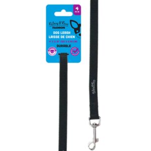 Riley & Rex Correa Nailon Negro para Perros 4'x 3/8"