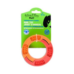 Riley & Rex Juguete Aro Naranja y Rojo de Goma para Perros 4"