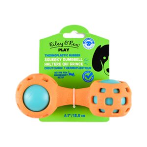 Riley & Rex Juguete Mancuerna Naranja de Goma para Perro 6.1"