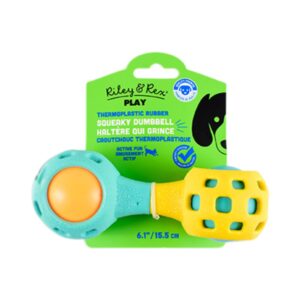 Riley & Rex Juguete Mancuerna Azul y Naranja de Goma para Perro 6.1"