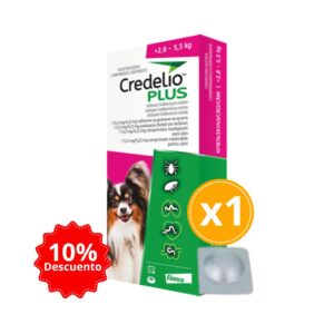 Credelio Plus 2.8 A 5.5kg (6.1 A 12 Lbs) Antigarrapatas, Antipulgas Y Antiparasitario Interno para Perros 1 Tableta