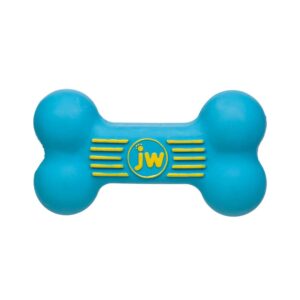 JW Pet iSqueak Bone Dog Toy Hueso de Goma Azul para Perros 6"