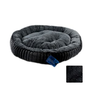 Riley & Rex Cama Redonda Antideslizante Raya Negra para Perros 27.6"
