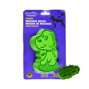 Riley & Rex Cepillo de Goma Verde para la Muda de Pelo en Perros 4.7"