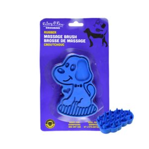 Riley & Rex Cepillo de Goma Azul para la Muda de Pelo en Perros 4.7"