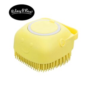 Riley & Rex Cepillo Amarillo de Silicon para Baño de Mascotas 3.14"